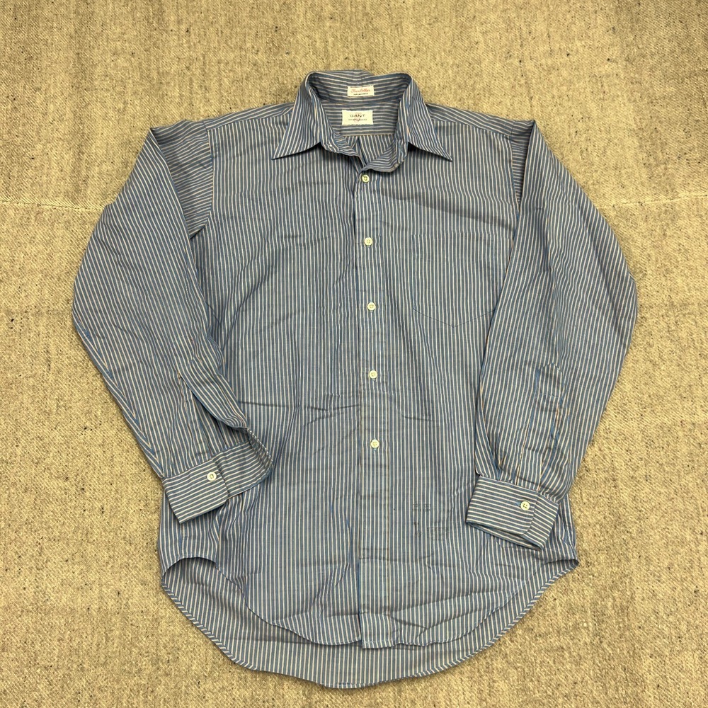 Vintage Gant Button Up Shirt‎ Mens Large Blue 1960s Striped